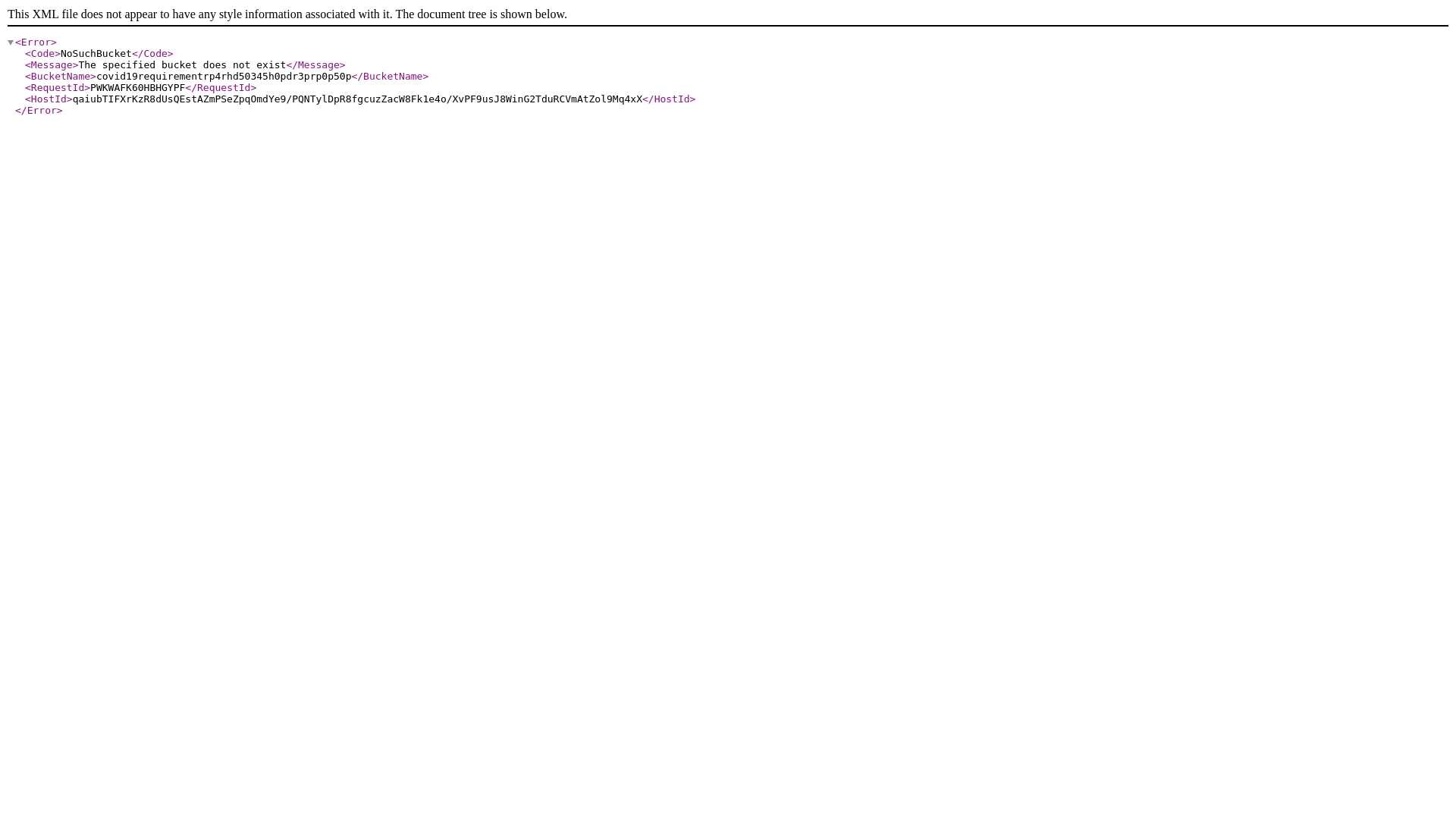 website screenshot of https://covid19requirementrp4rhd50345h0pdr3prp0p50p.s3.eu-north-1.amazonaws.com