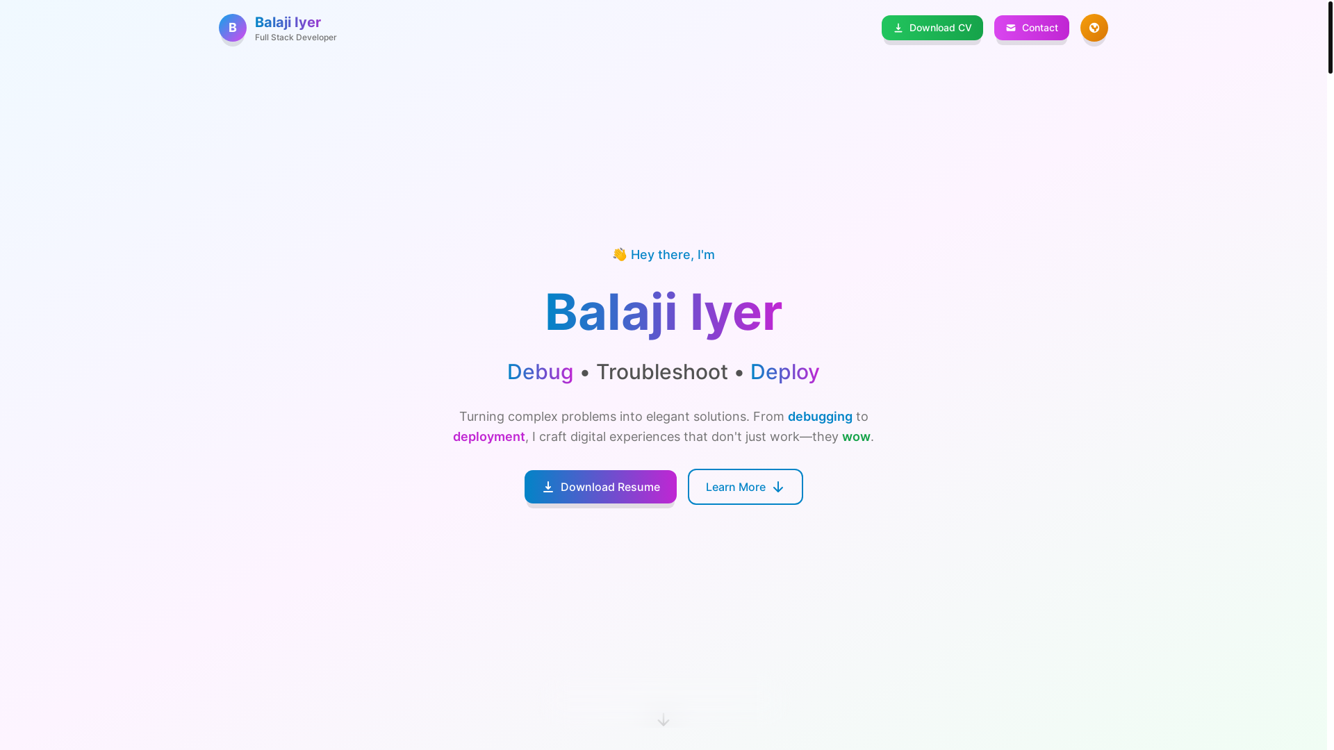 website screenshot of https://buildwithbala.com/