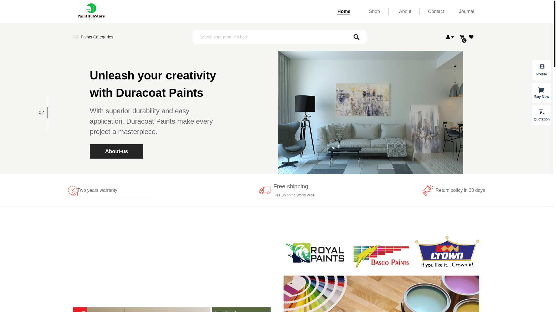 website screenshot of https://painthubstore.shop/