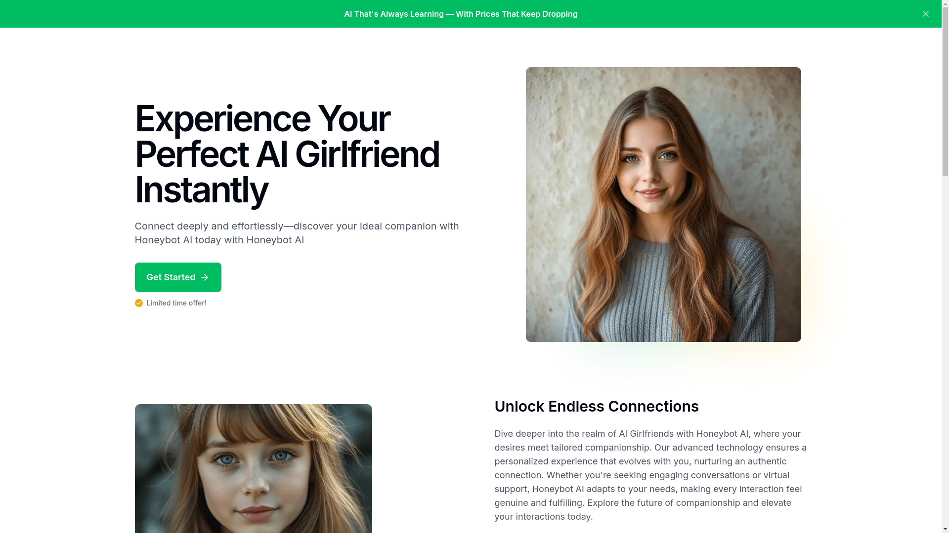 website screenshot of https://honeybotai.com/