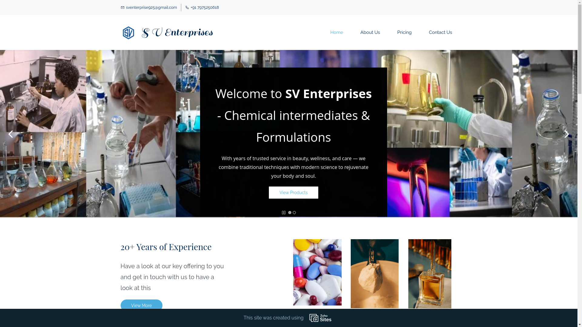 website screenshot of https://sventerprisesglobal.co.in/