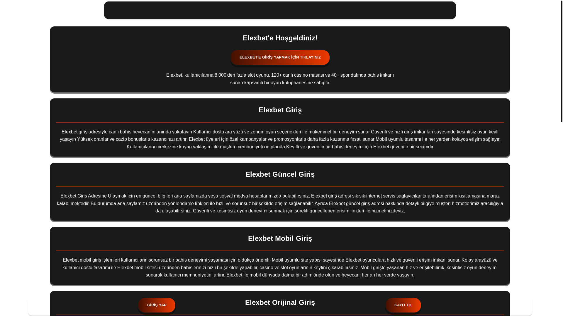 website screenshot of https://elexbetgercekgiris.com/