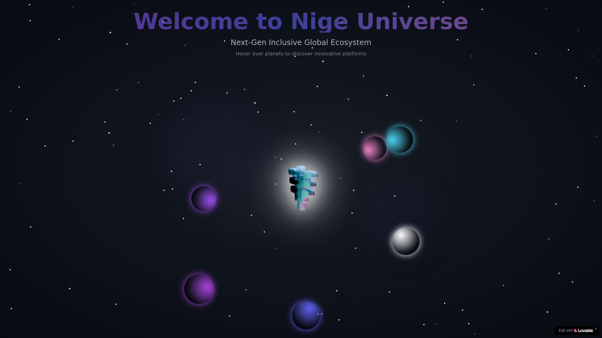 website screenshot of https://nigeuniverse.com/