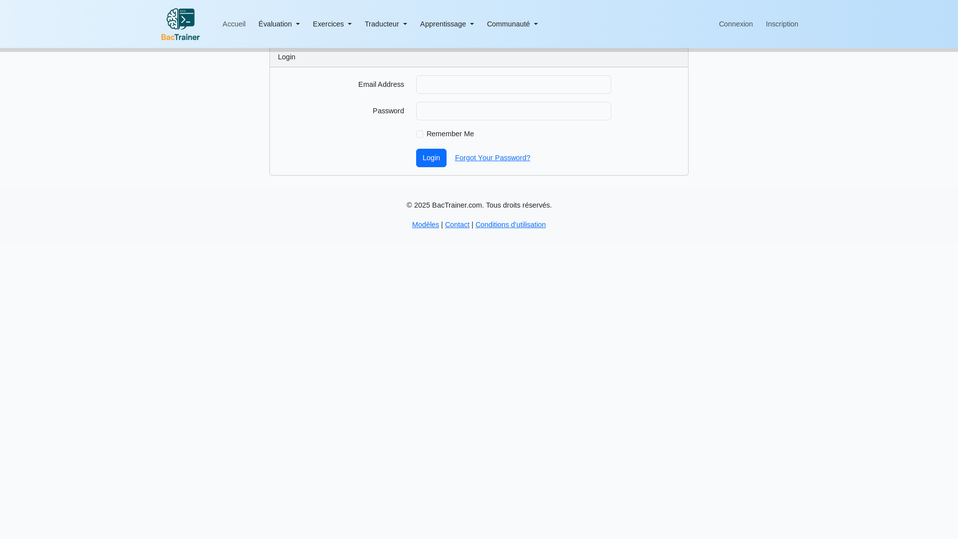 website screenshot of https://bactrainer.net/