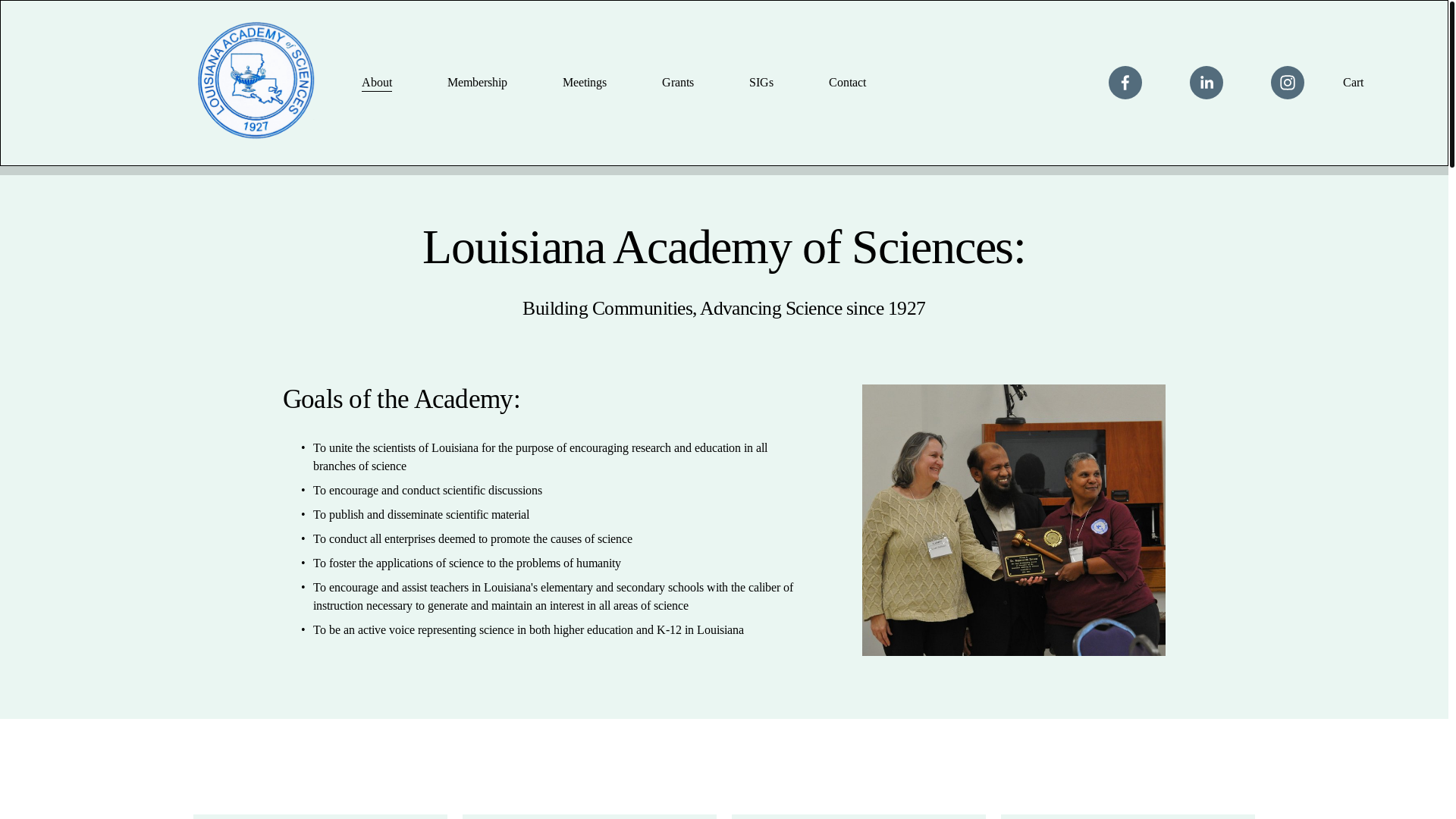 website screenshot of https://louisianaacademyofsciences.com/