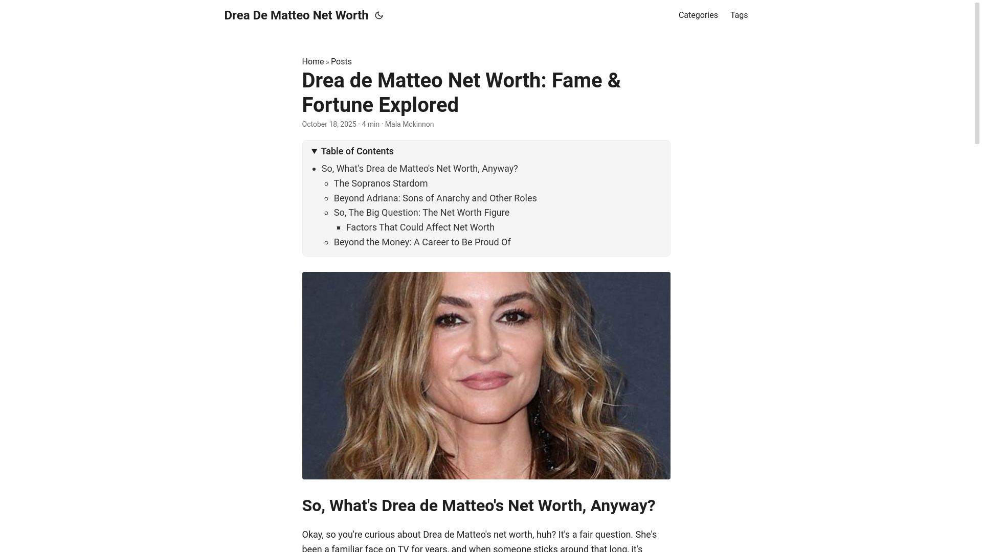 website screenshot of https://drea-de-matteo-net-worth.pages.dev/