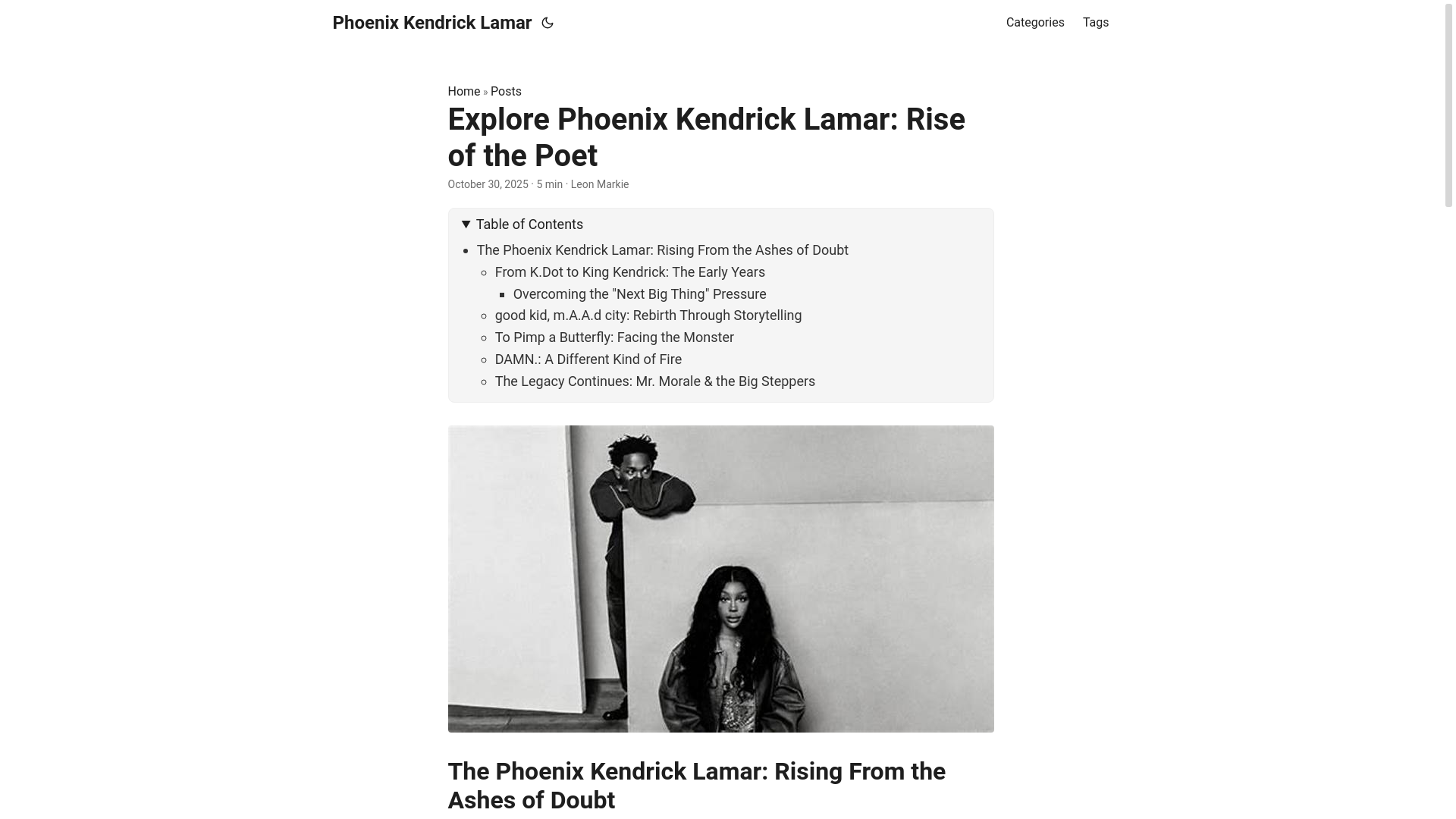 website screenshot of https://phoenix-kendrick-lamar.pages.dev/