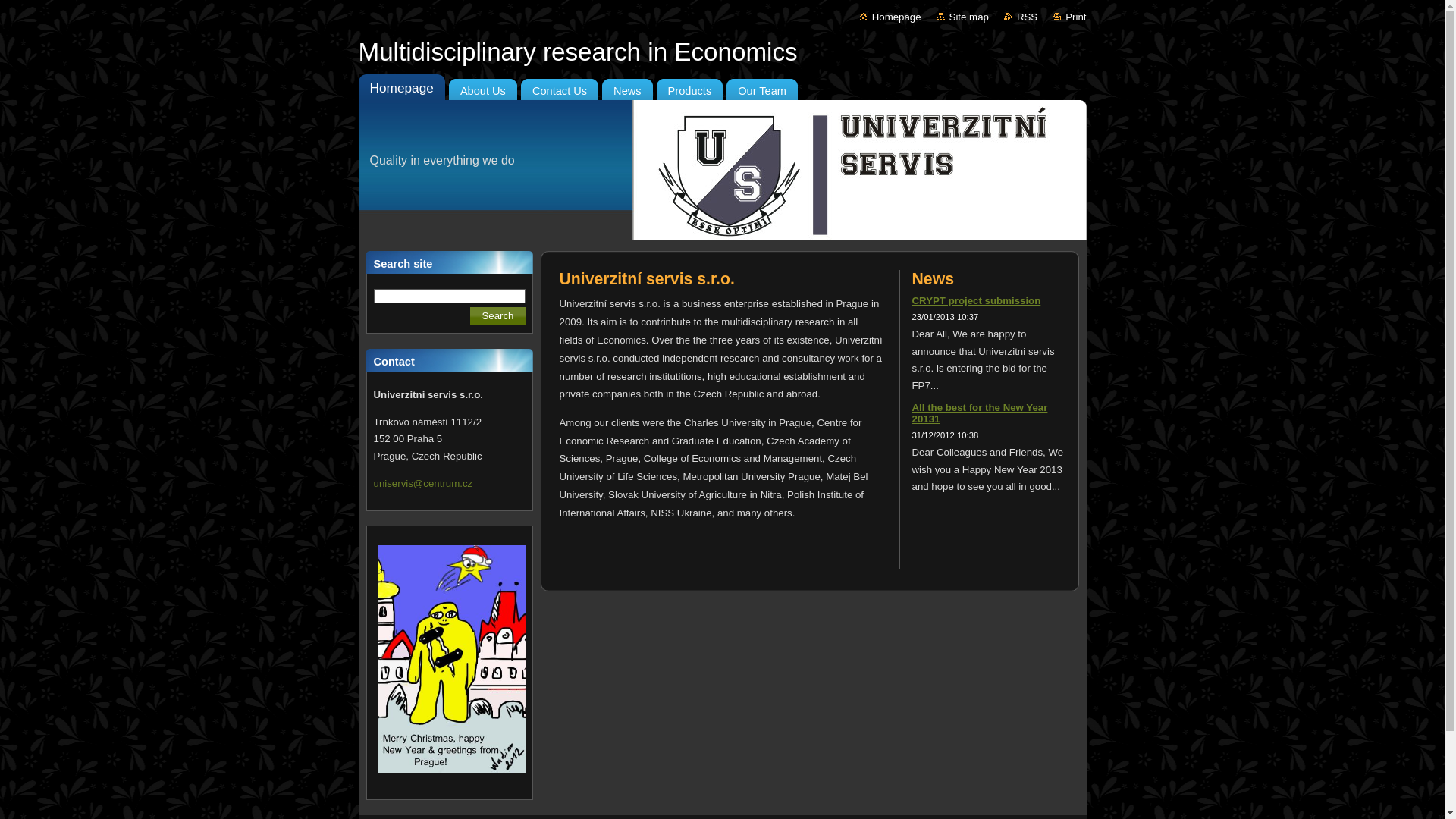 website screenshot of https://univerzitniservis.eu/