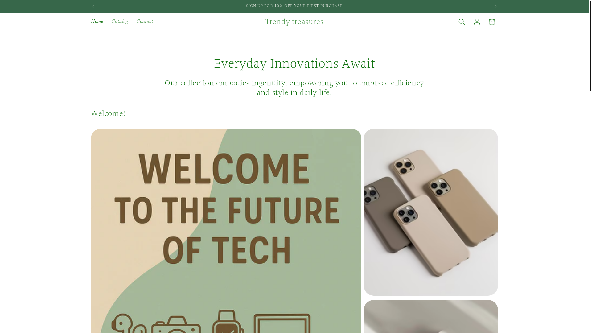 website screenshot of https://trendytreasures-electronics.com/