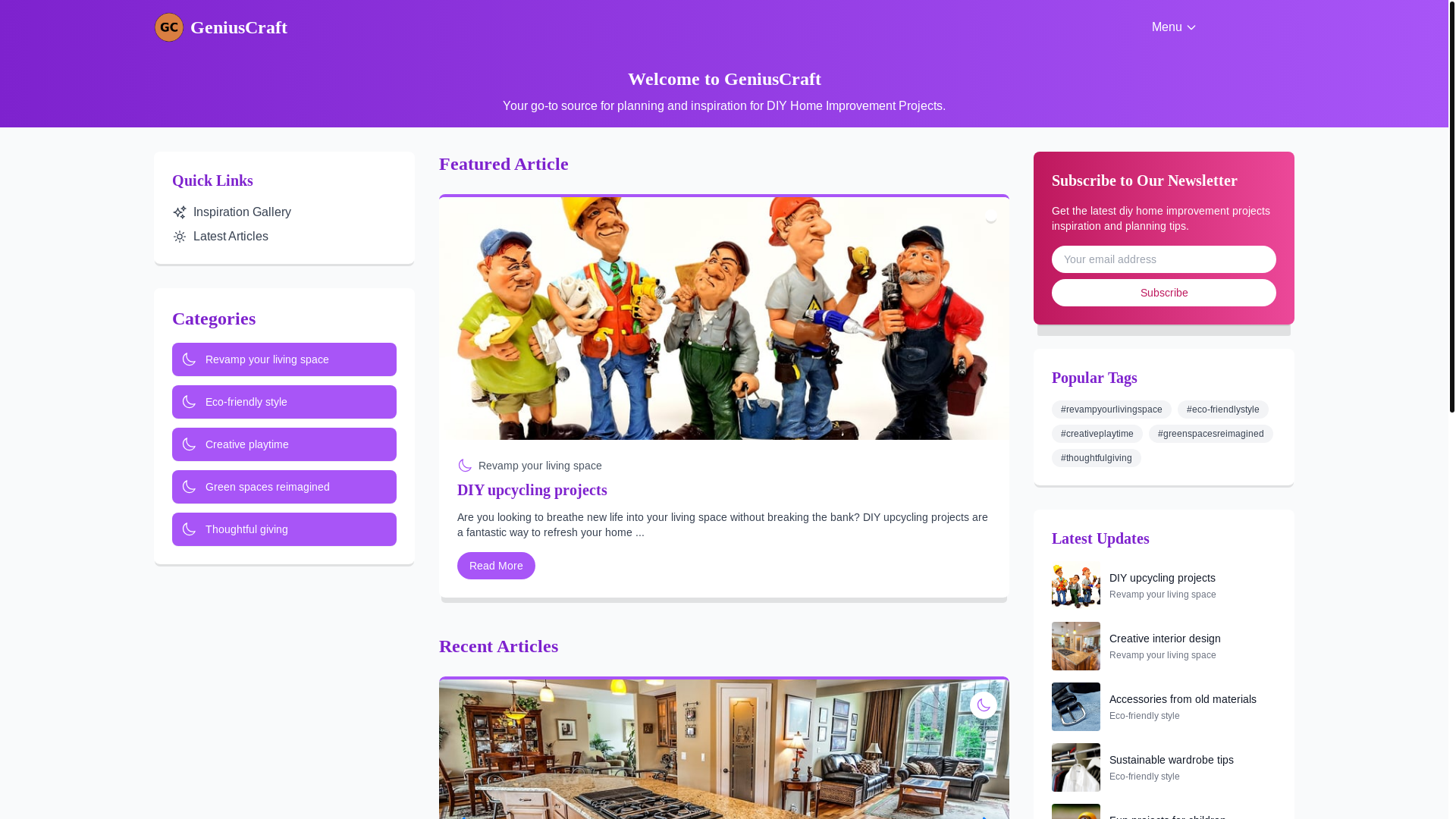 website screenshot of https://diygeniusprojects.xyz/