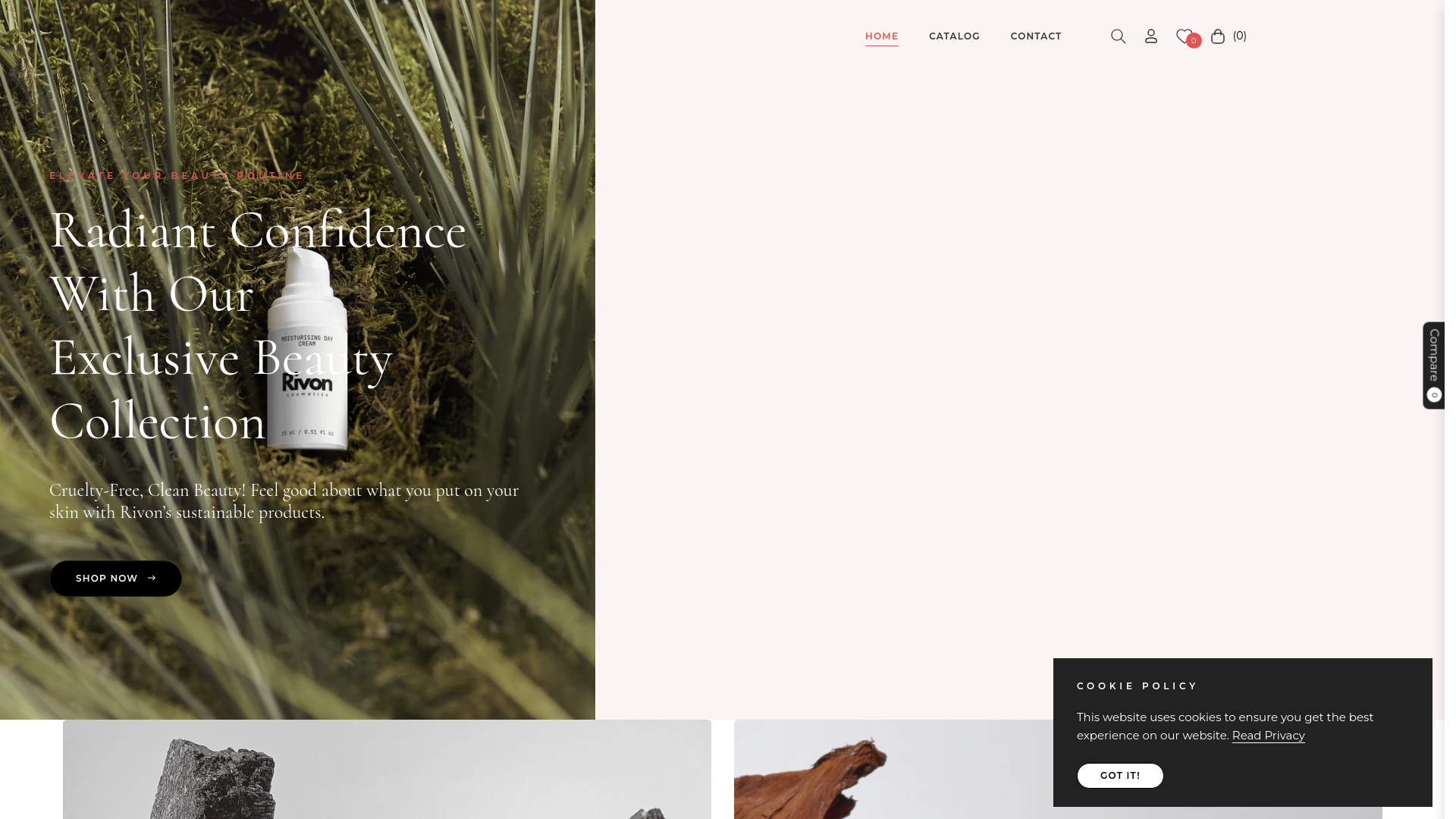 website screenshot of https://rivoncosmetics.com/