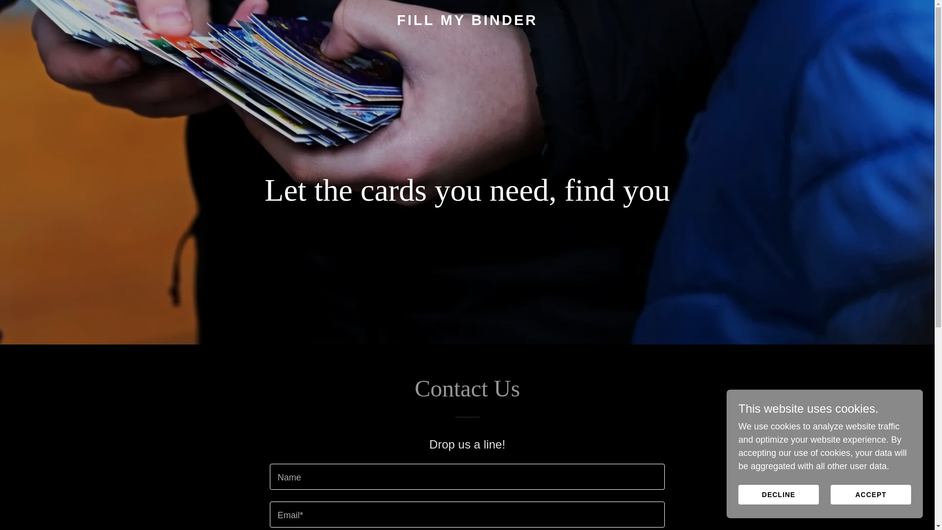 website screenshot of https://fillmybinder.com/