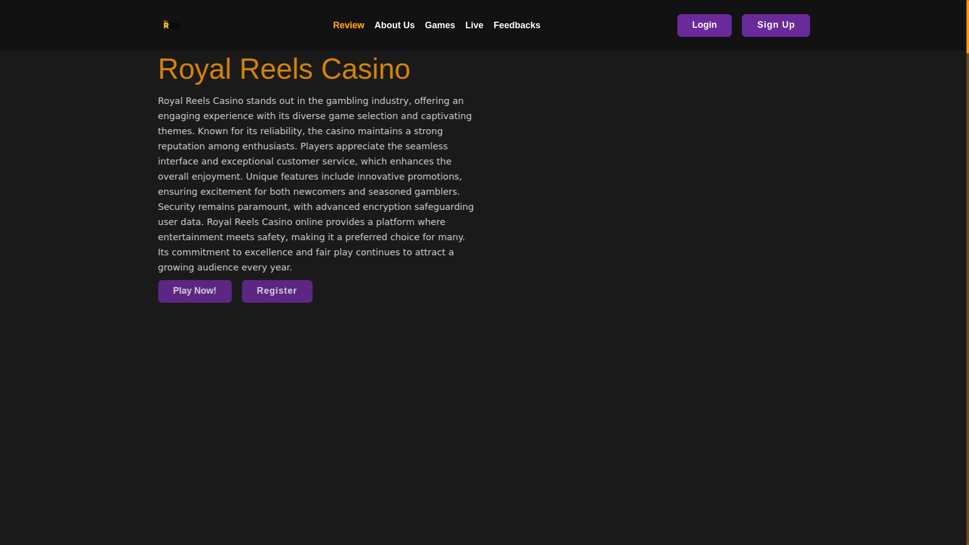 website screenshot of https://royal-reels-casino.co.uk/