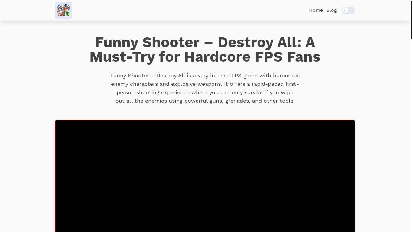 website screenshot of https://funnyshootergame.com/