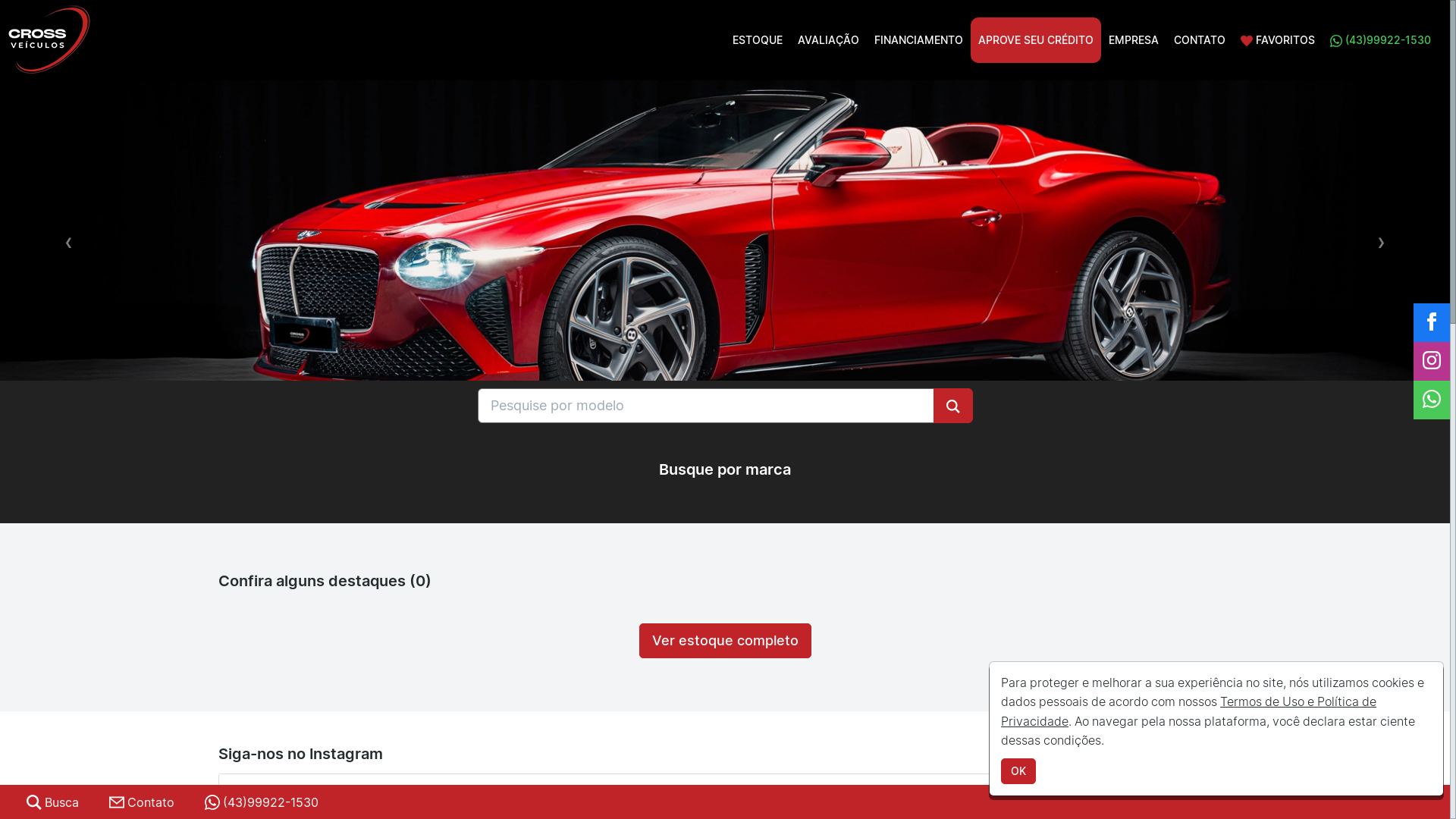 website screenshot of https://crossveiculos.com.br/
