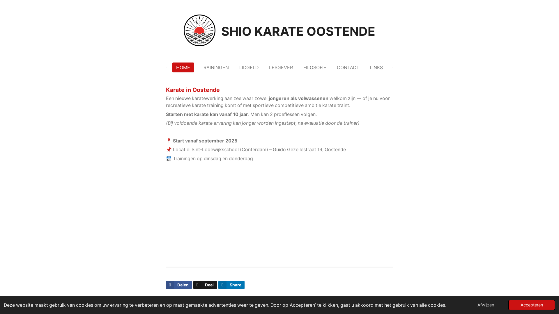 website screenshot of https://shio-karate-oostende.be/