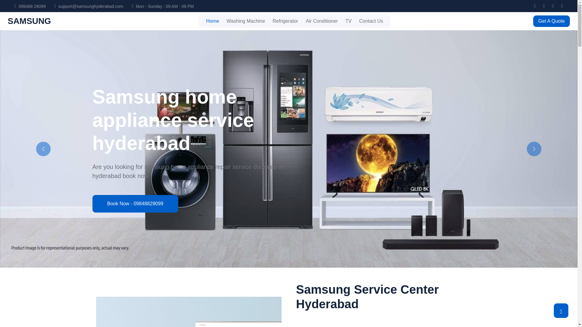 website screenshot of https://samsunghyderabad.com/
