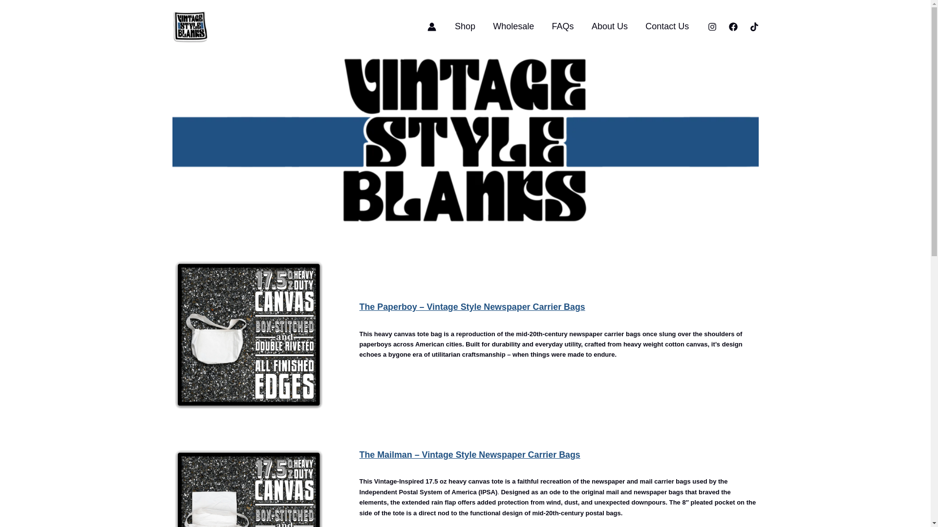 website screenshot of https://vintage-newspaper-bags.com/