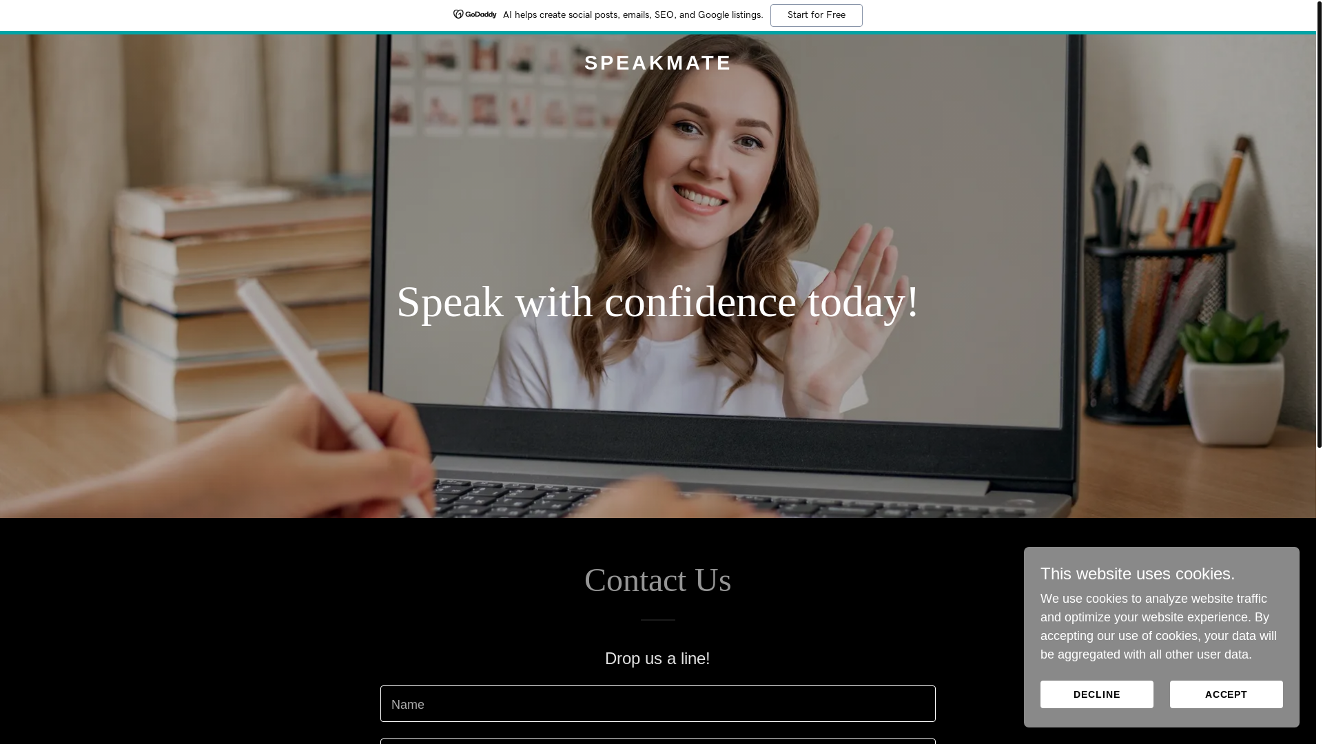 website screenshot of https://speakmate.co.uk/