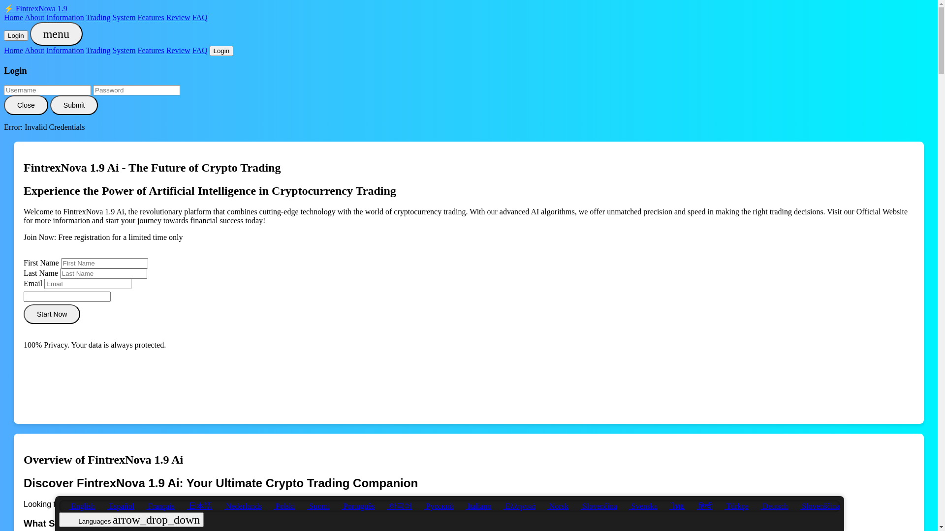 website screenshot of https://fintrexnova-1-9-ai.vip/
