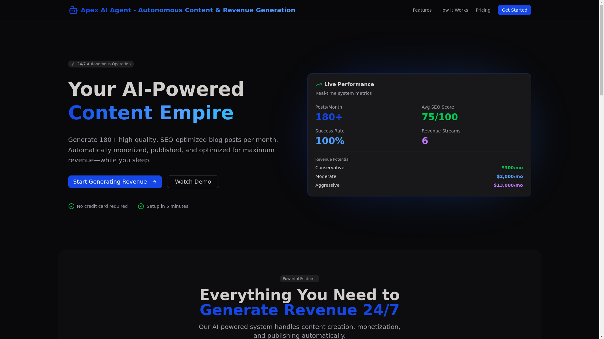 website screenshot of https://apex-ai-agent1.pages.dev/