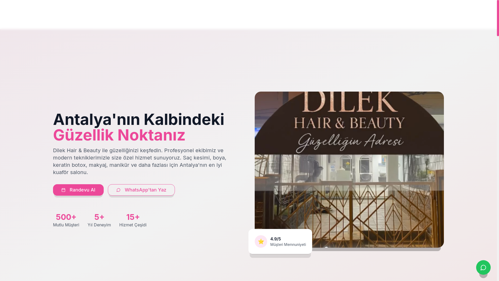 website screenshot of https://dilekhairbeauty.com.tr/