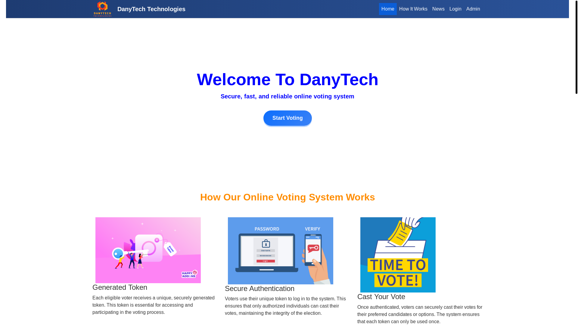 website screenshot of https://danytechvoting.xyz/