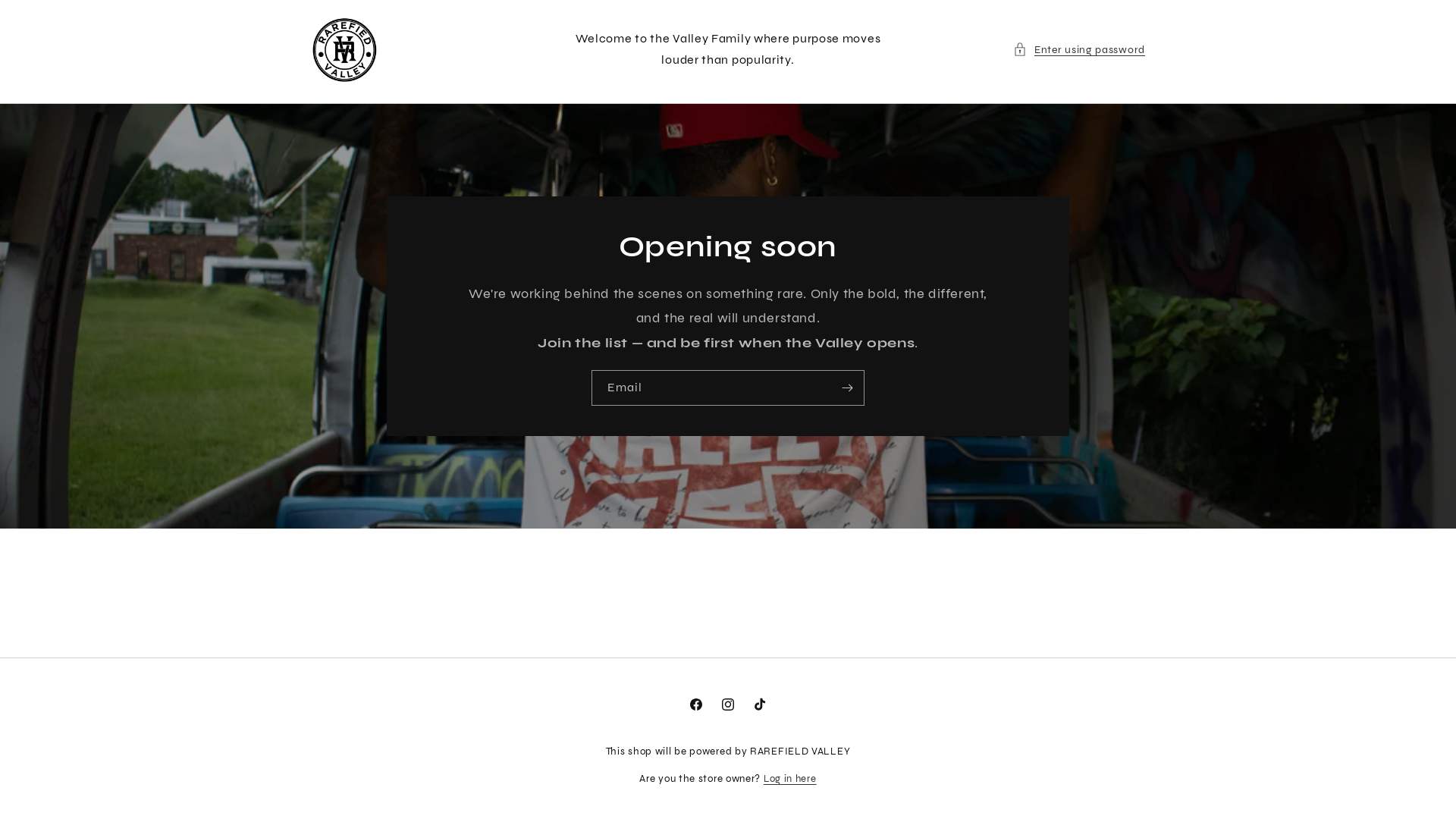 website screenshot of https://rarefiedvalley.com/