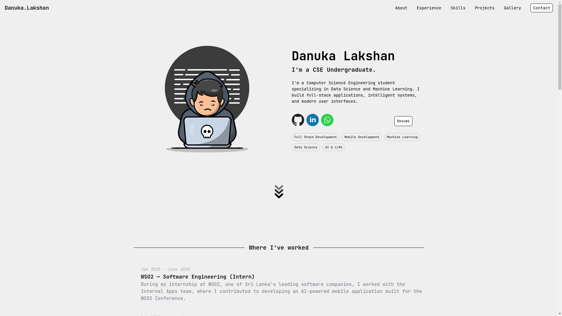 website screenshot of https://danuka.dev/