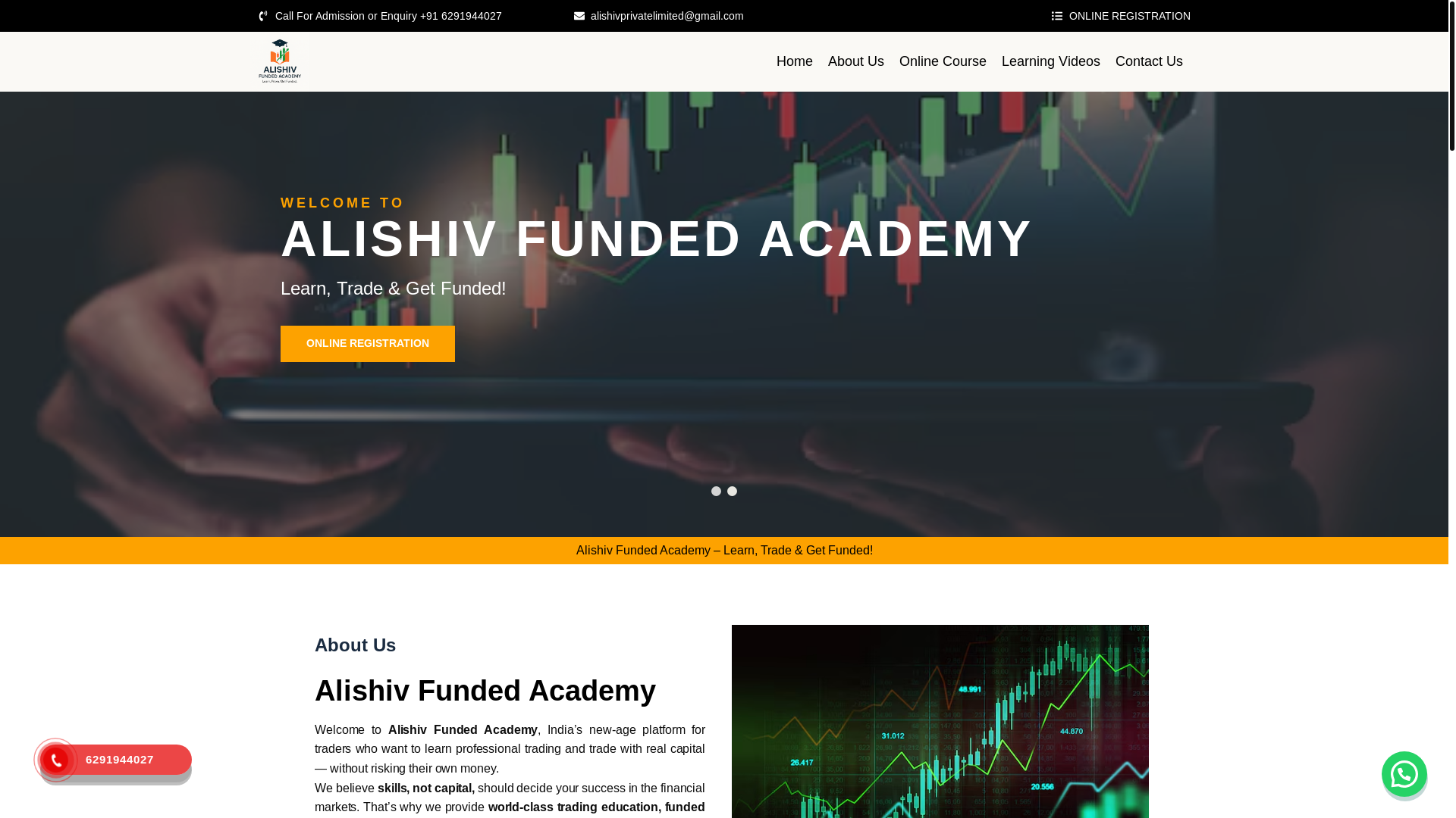 website screenshot of https://alishivfundedacademy.com/