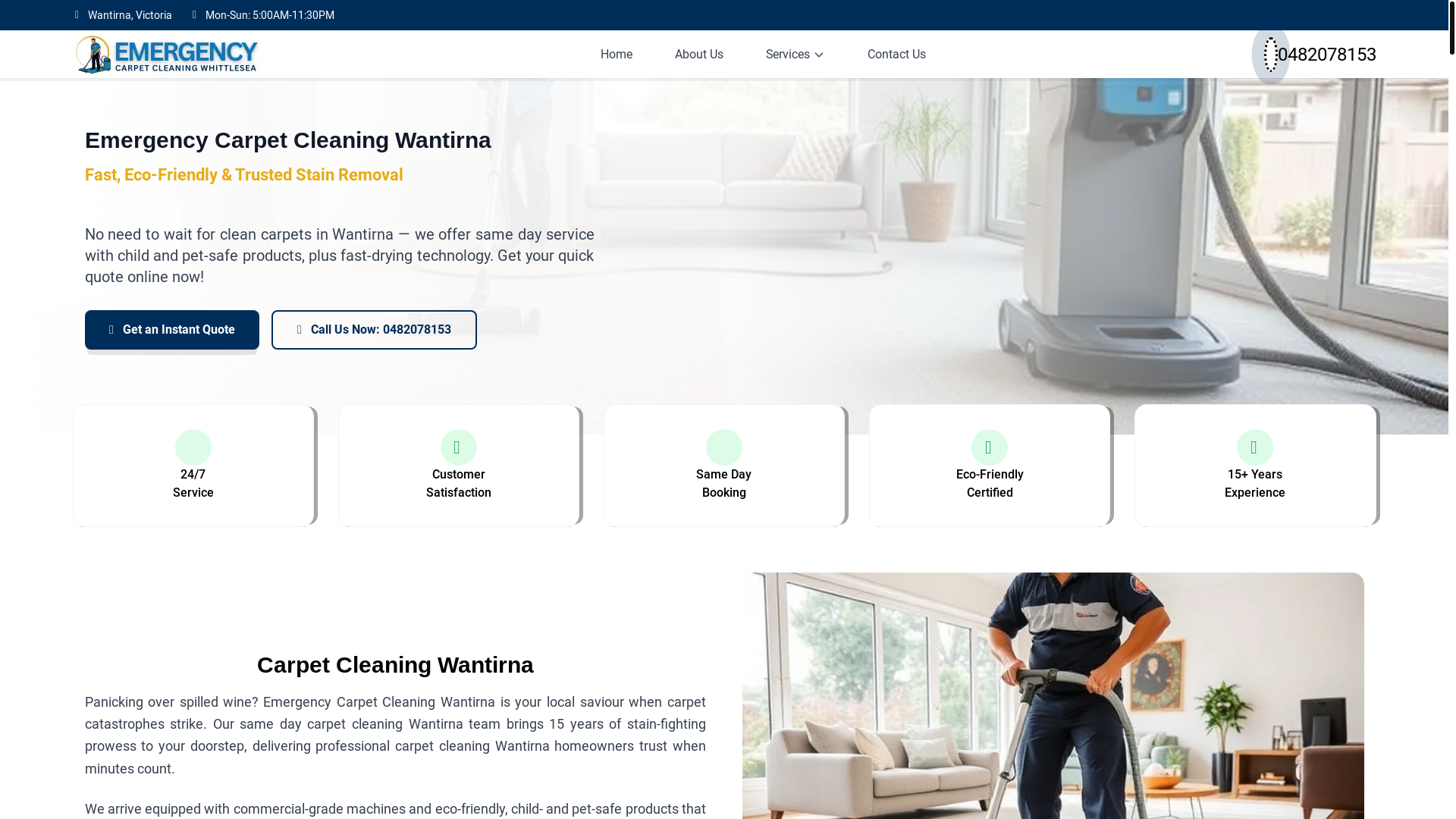 website screenshot of https://emergencycarpetcleaningwantirna.au/