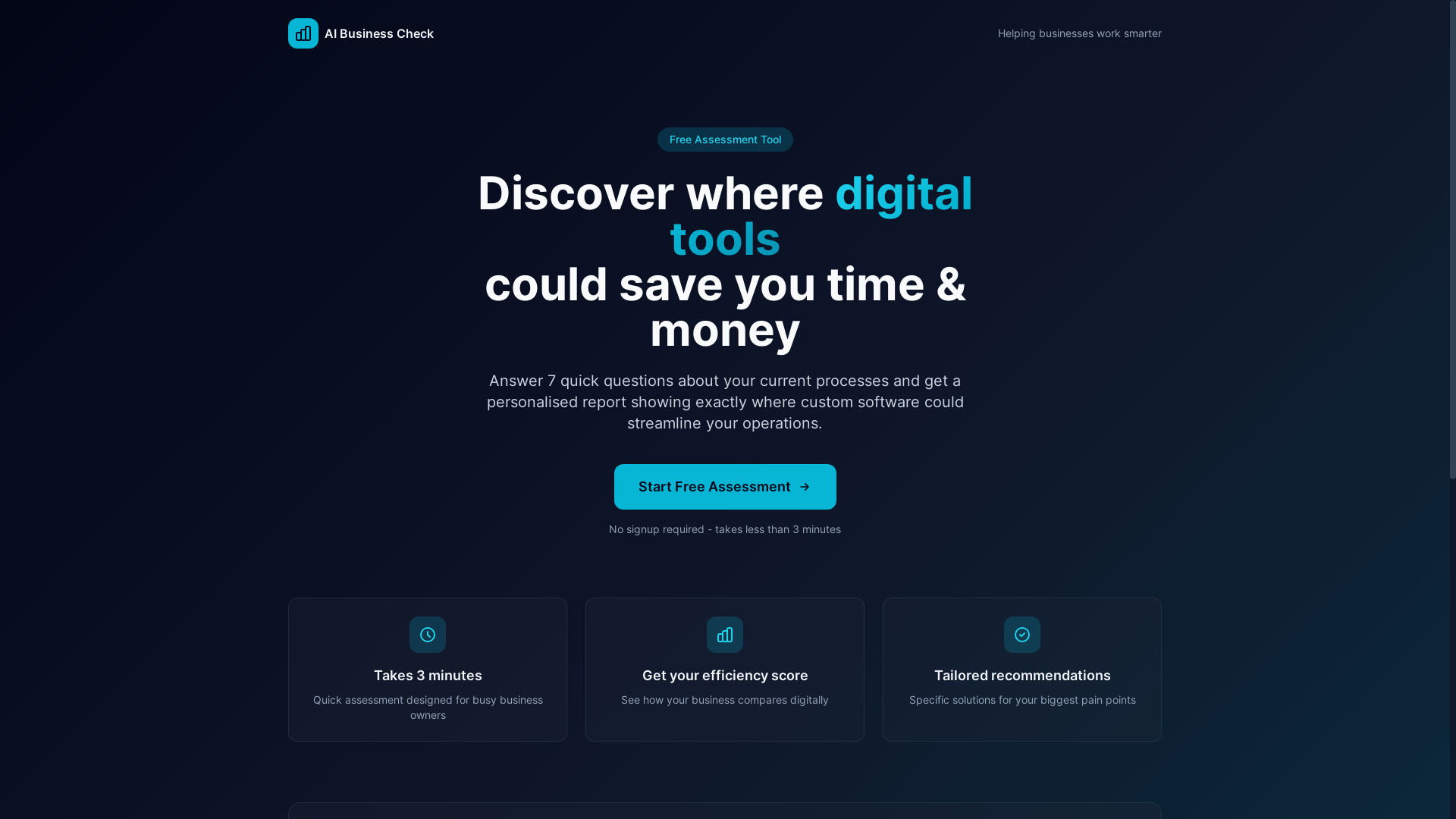 website screenshot of https://aibusinesscheck.org.uk/