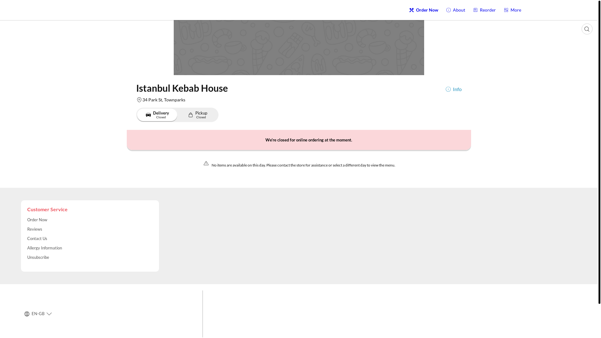 website screenshot of https://istanbulkebabhousedundalk.com/