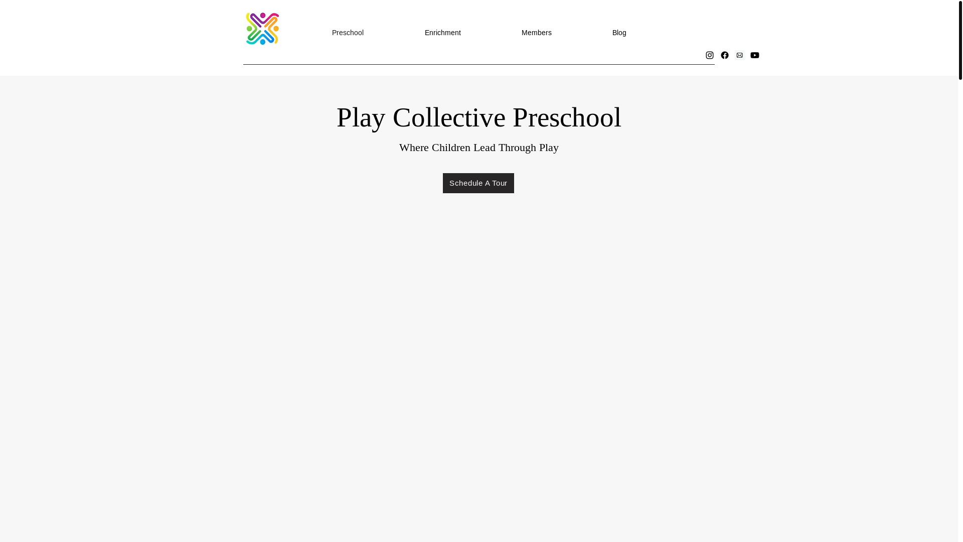 website screenshot of https://playcollectivepreschool.com/