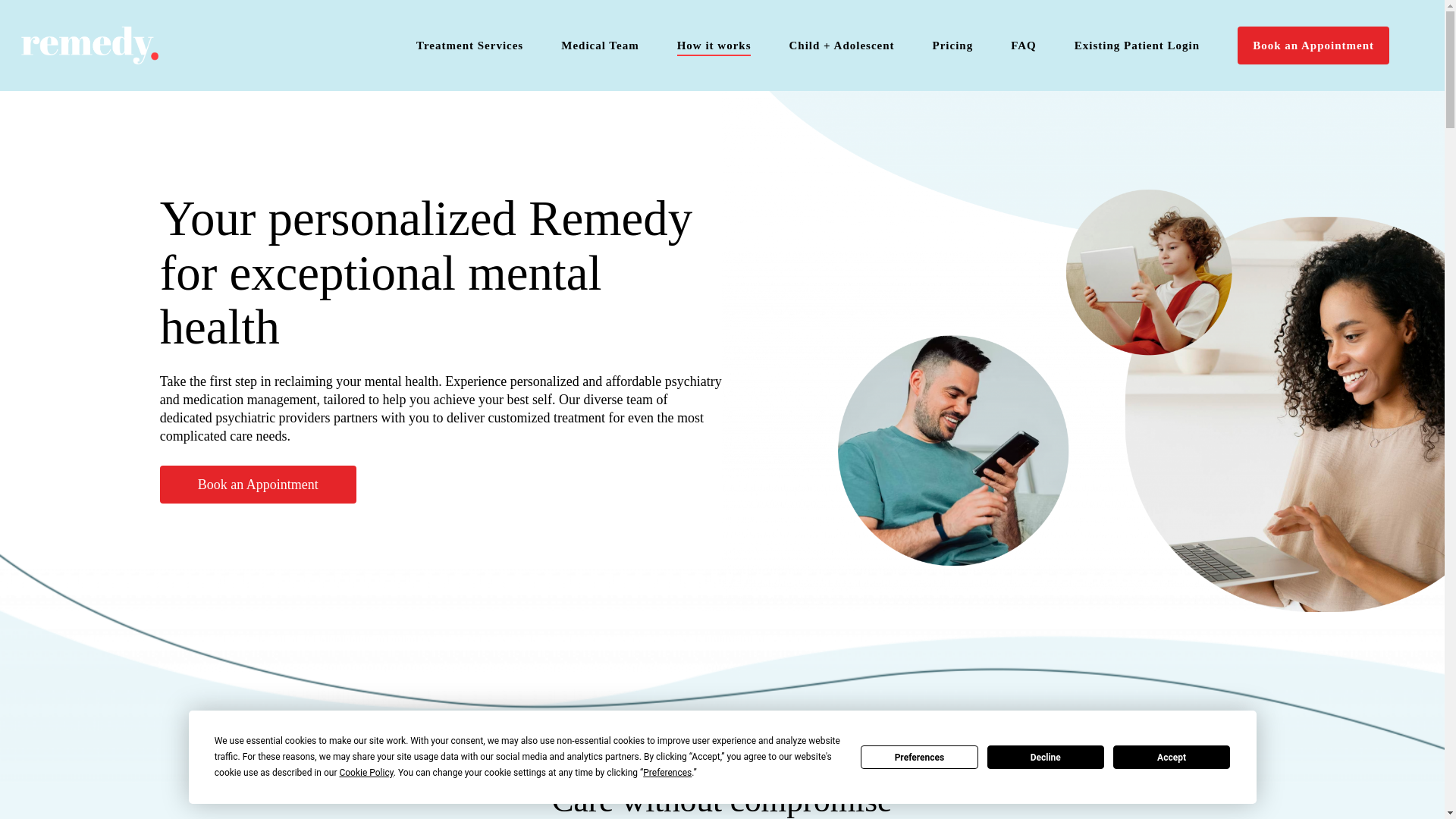 website screenshot of https://tryremedytelehealth.com/