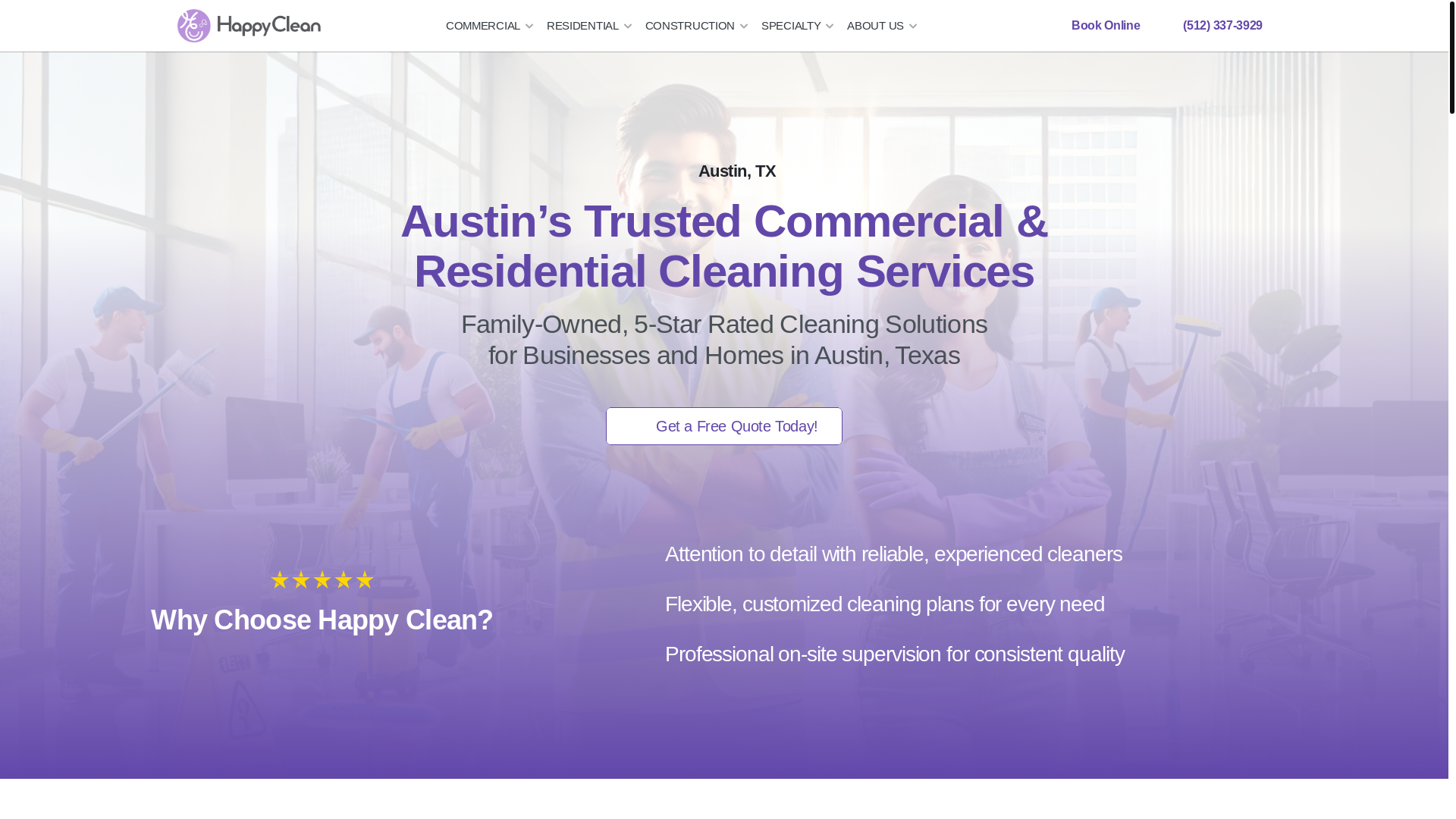 website screenshot of https://happycleaningaustintx.com/