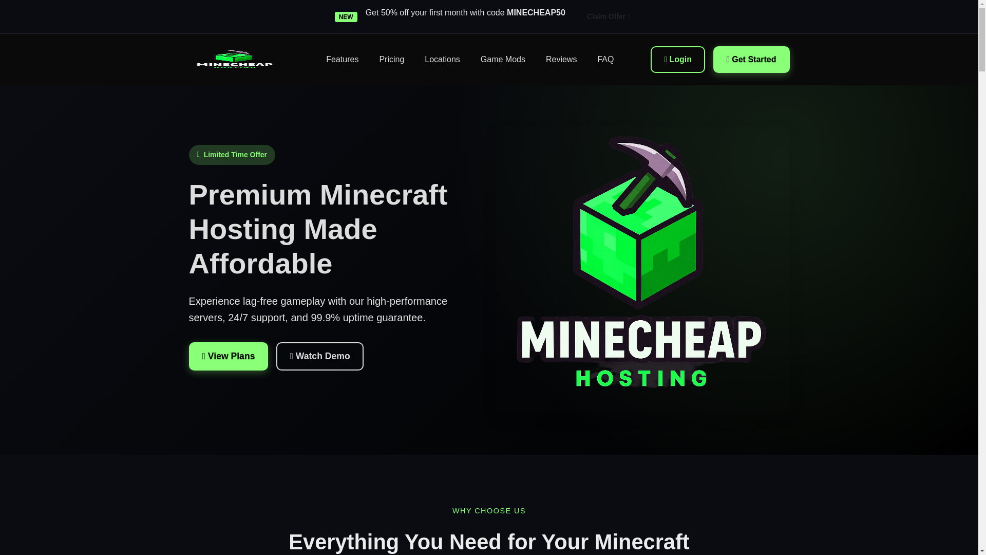 website screenshot of https://minecheap.de/