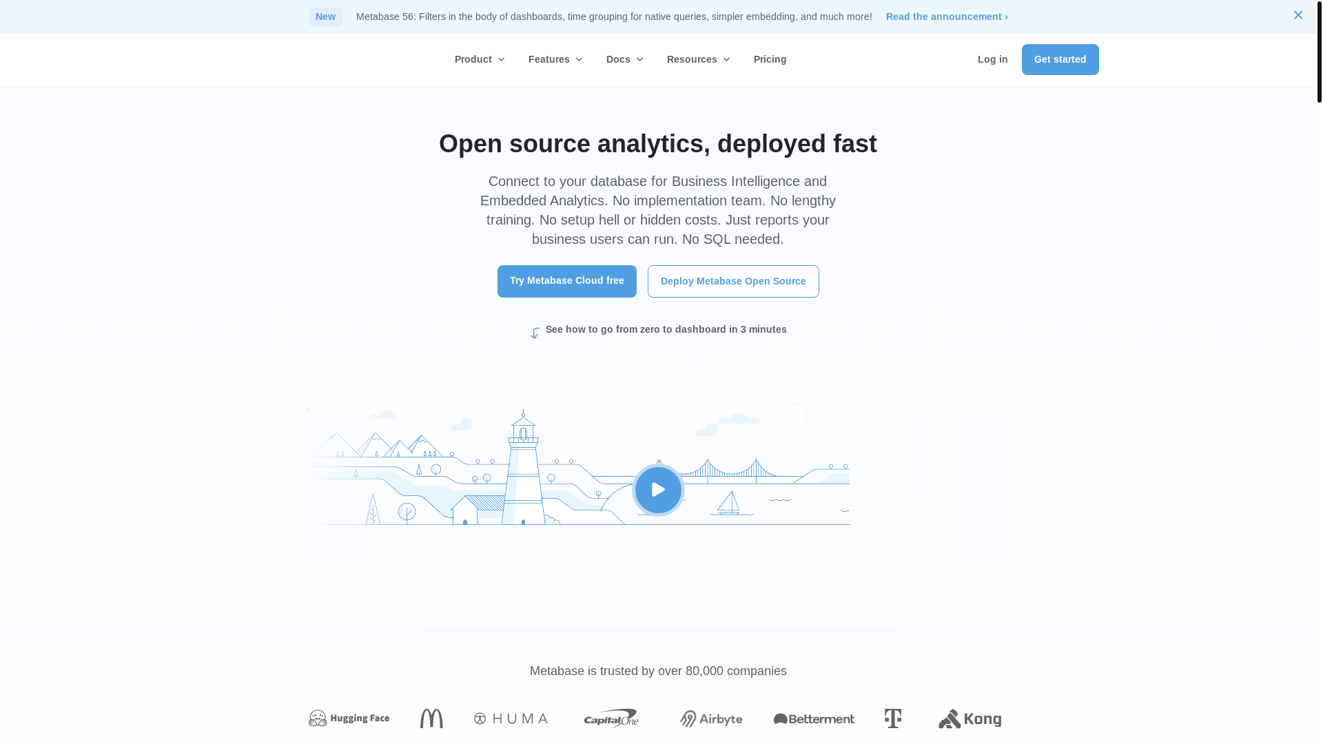 website screenshot of https://metabase.com