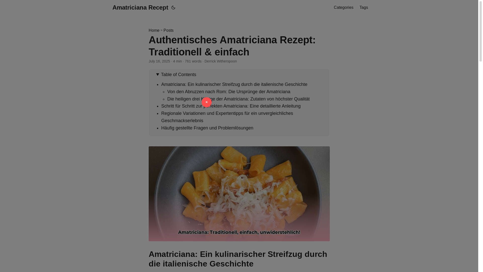 website screenshot of https://amatriciana-recept.pages.dev/