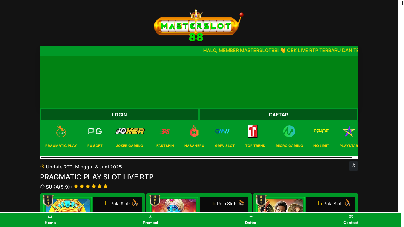 website screenshot of https://masterslot88rtp3.top/