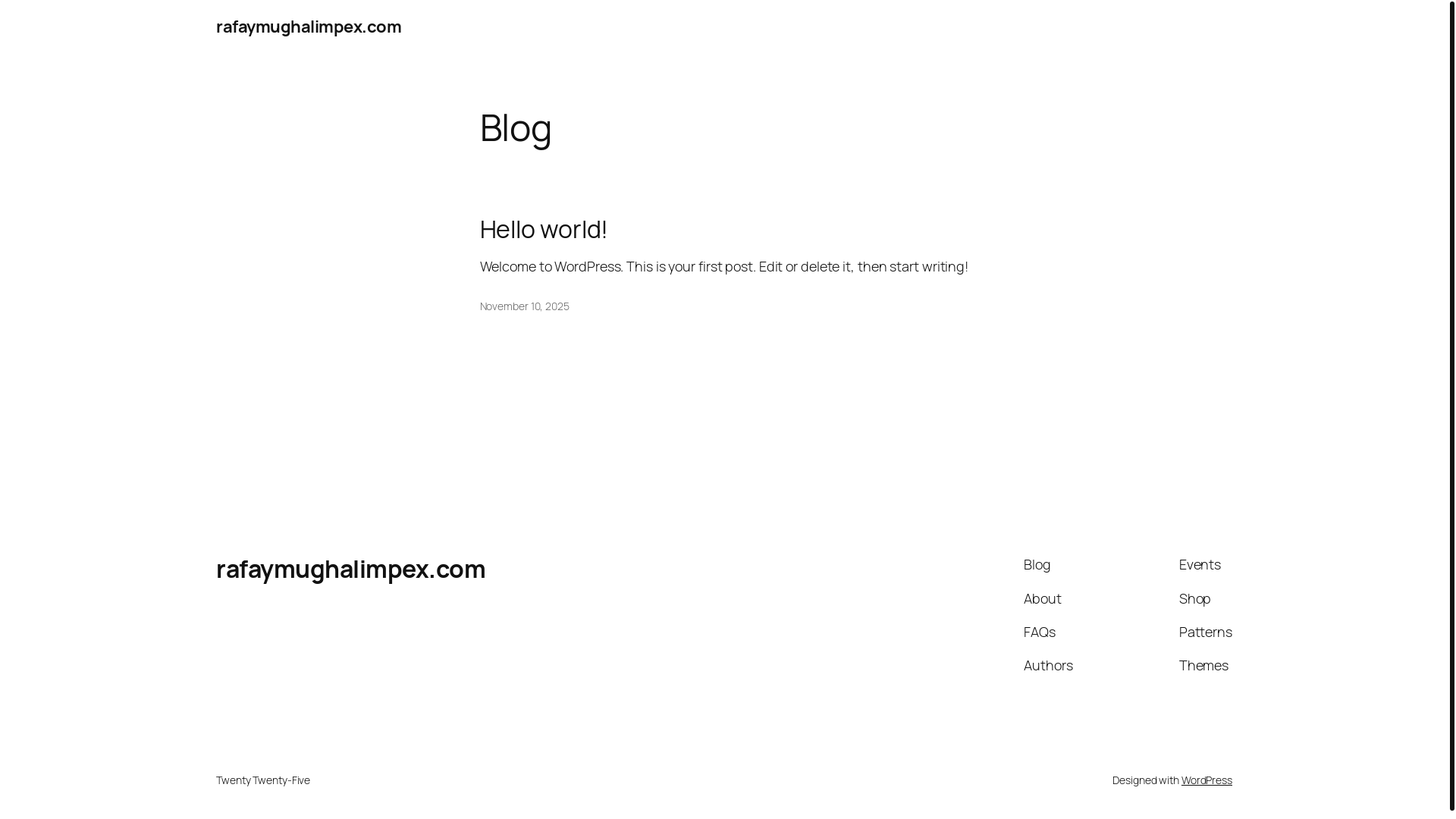 website screenshot of https://rafaymughalimpex.com/