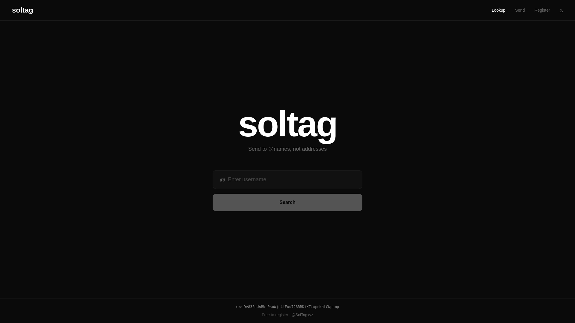 website screenshot of https://soltag.xyz/