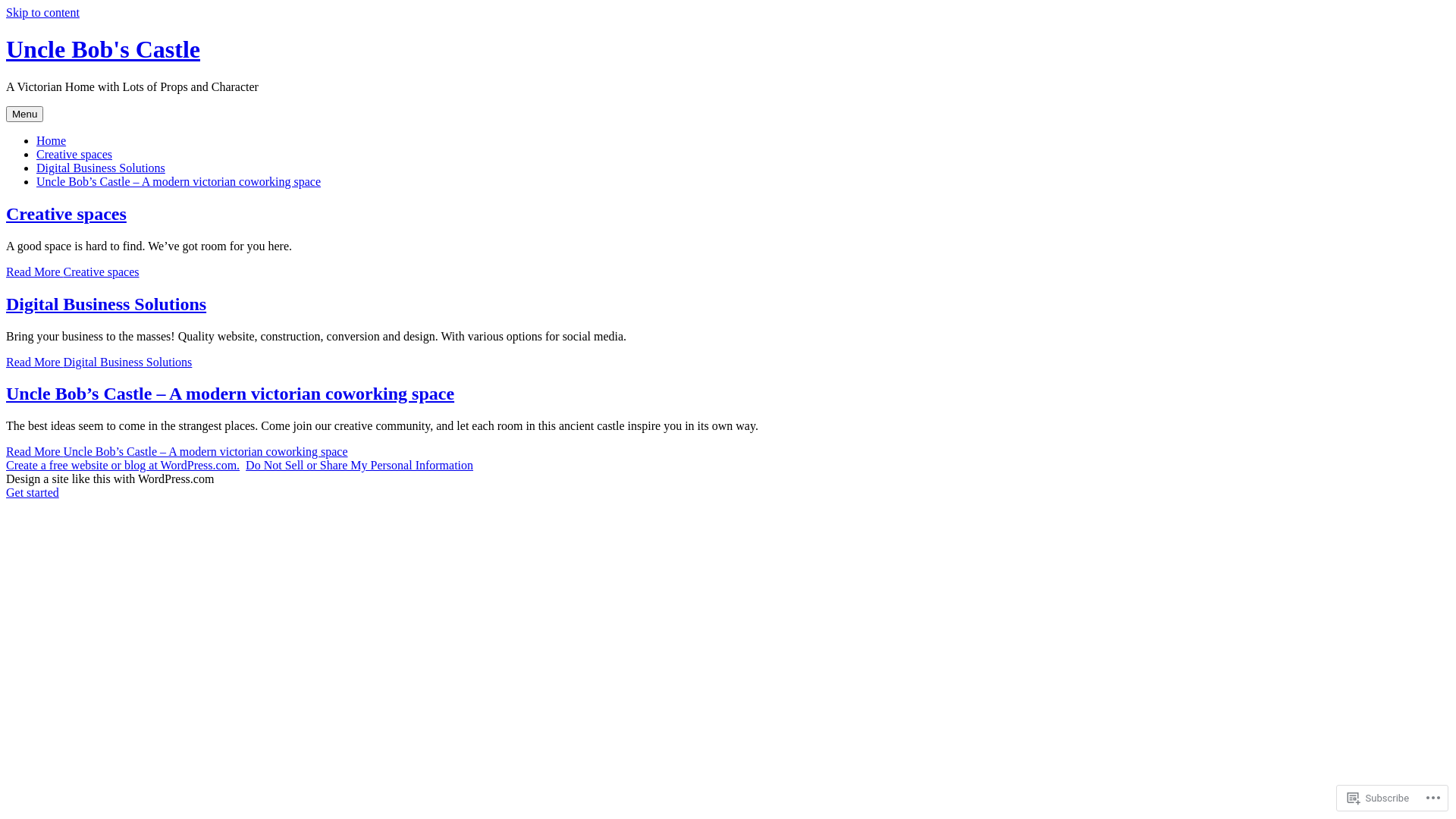 website screenshot of https://unclebobscastle.com/