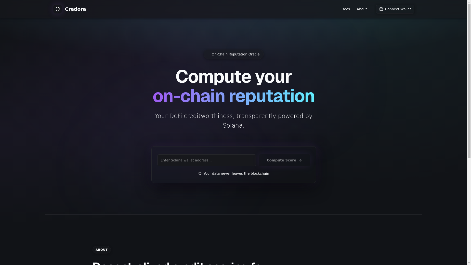 website screenshot of https://credx-fe.pages.dev/