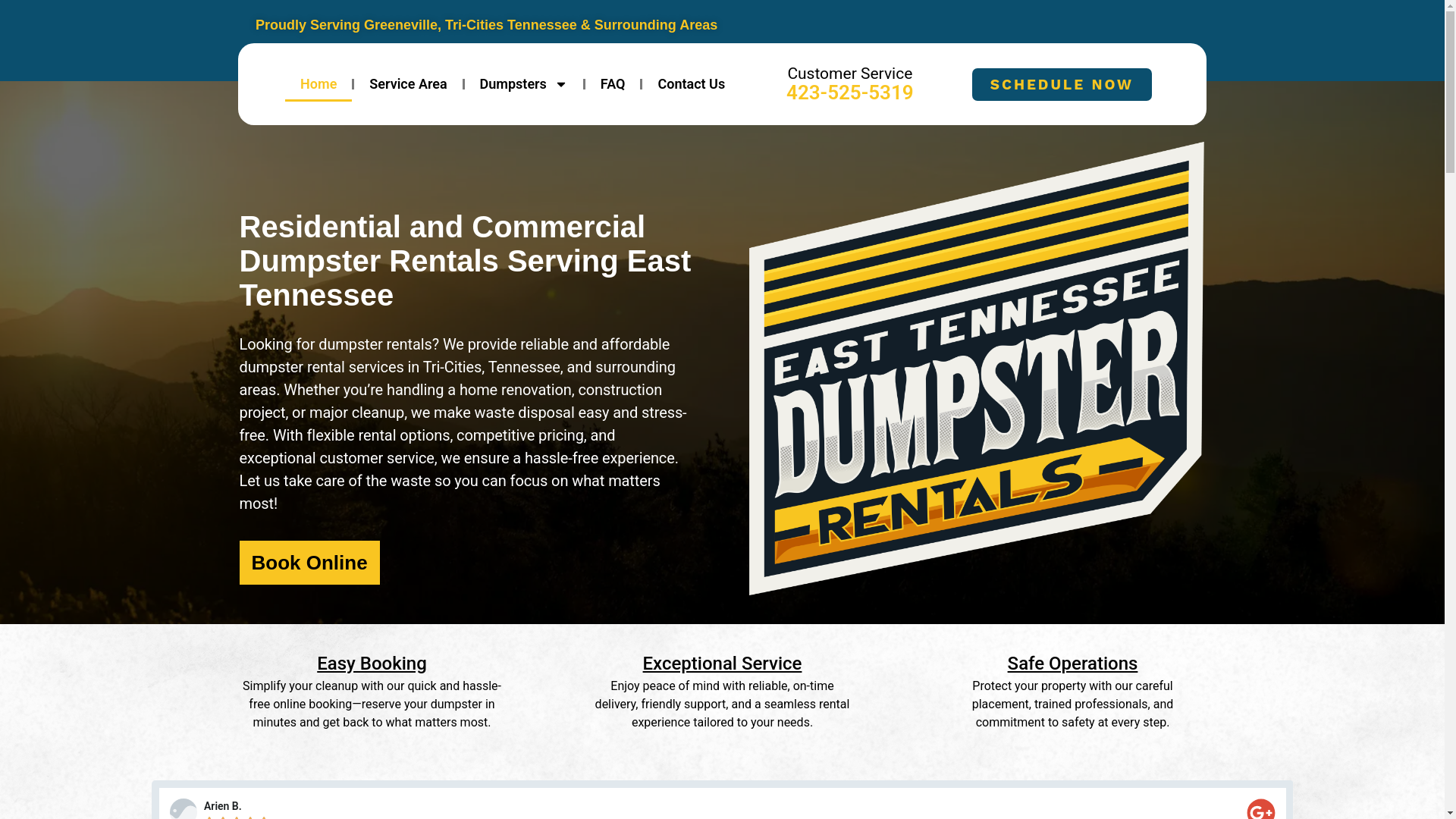 website screenshot of https://rentaladumpsternearme.com/
