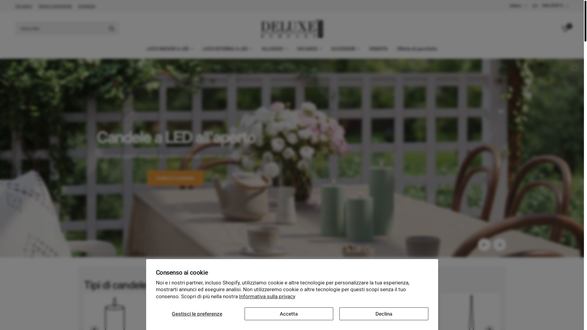 website screenshot of https://deluxehomeartshop.it/
