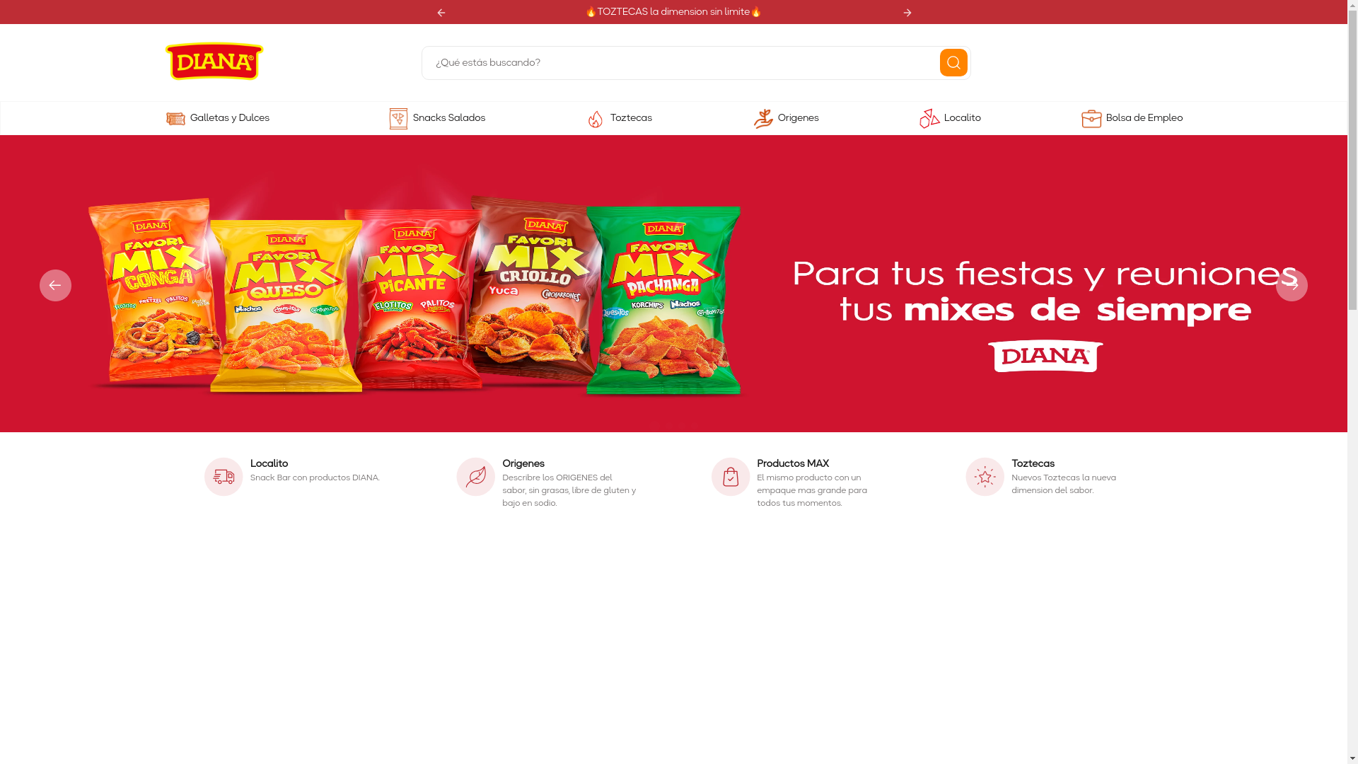 website screenshot of https://diana.com.sv/