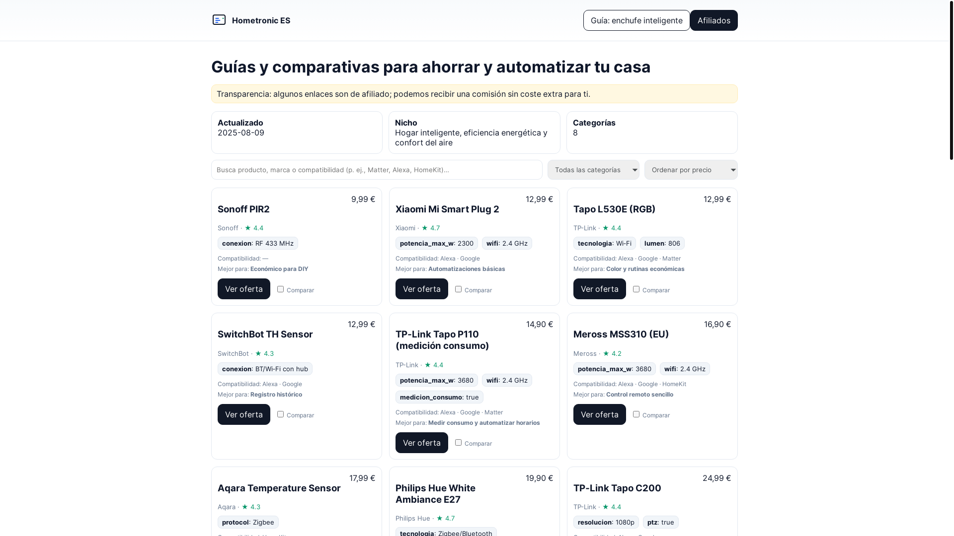 website screenshot of https://hometronic.es/