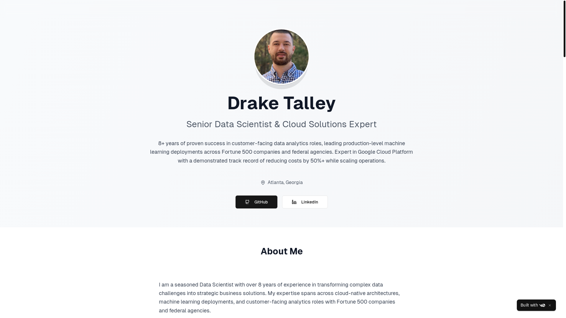 website screenshot of https://chandlerdraketalley.dev/