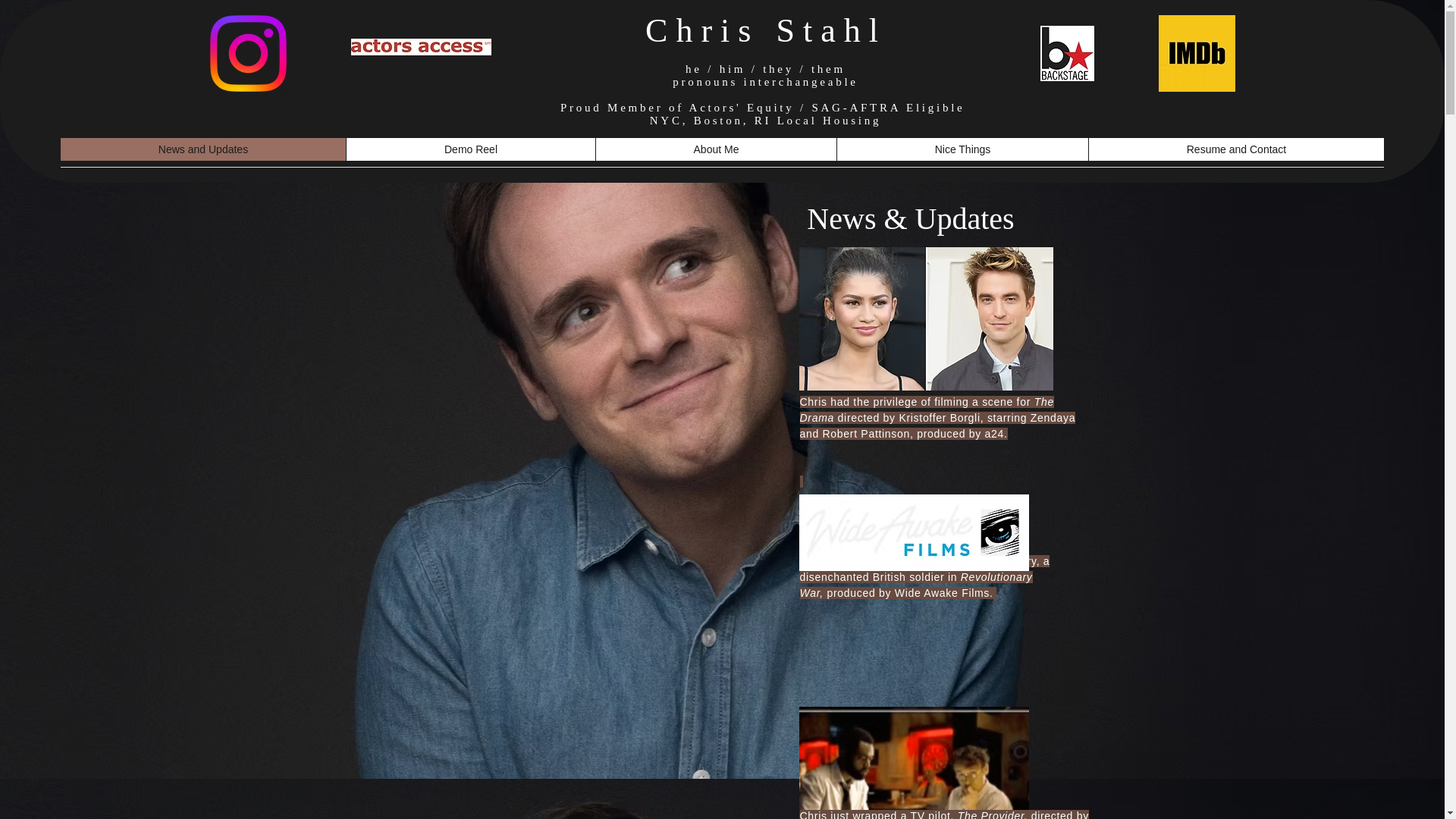 website screenshot of https://chrisstahlactor.com/